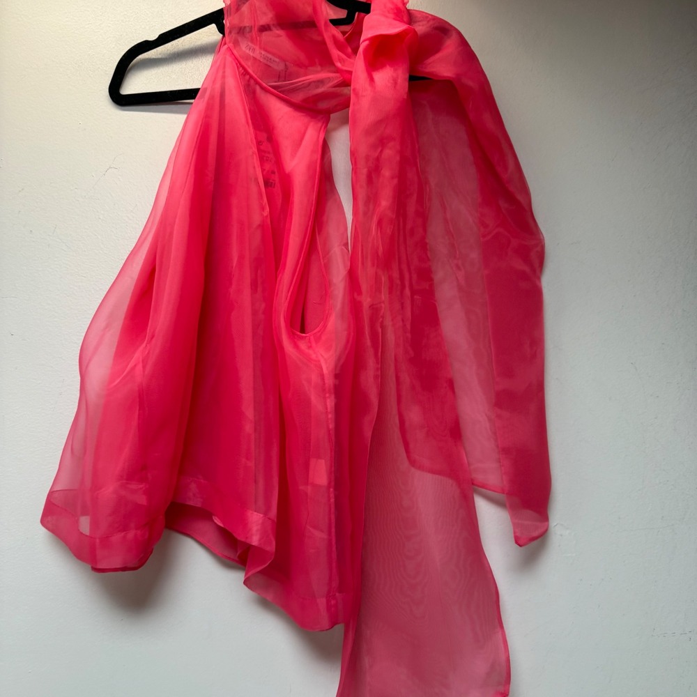 Zara Organza Tie Neck Blouse Womens XL Pink Excellent Sheer Sleeveless 2717/696